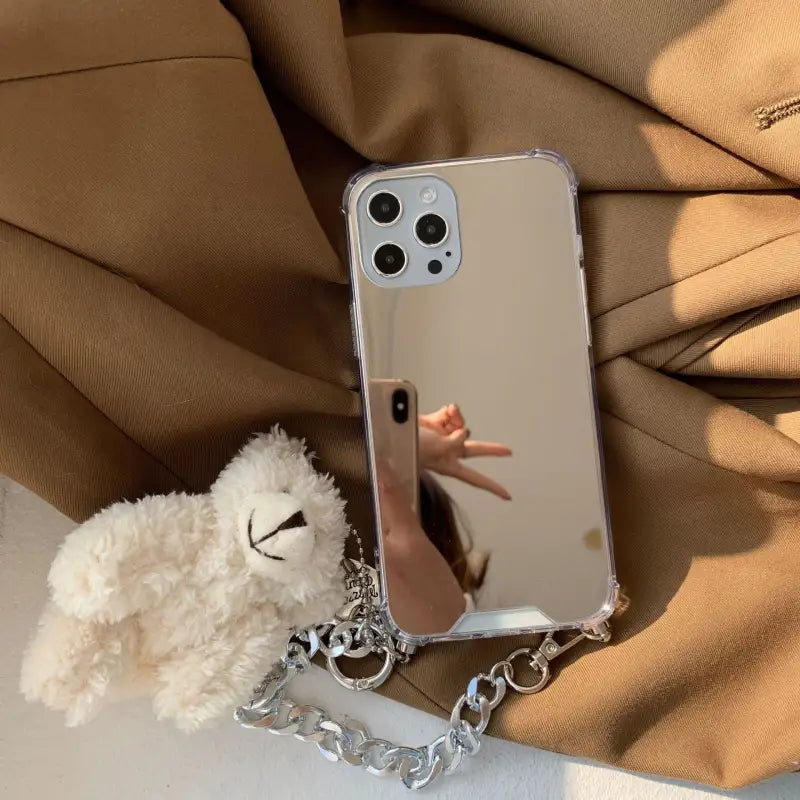 Mirror With Bear Silvery Chain iPhone Case BP211 - iphone 
