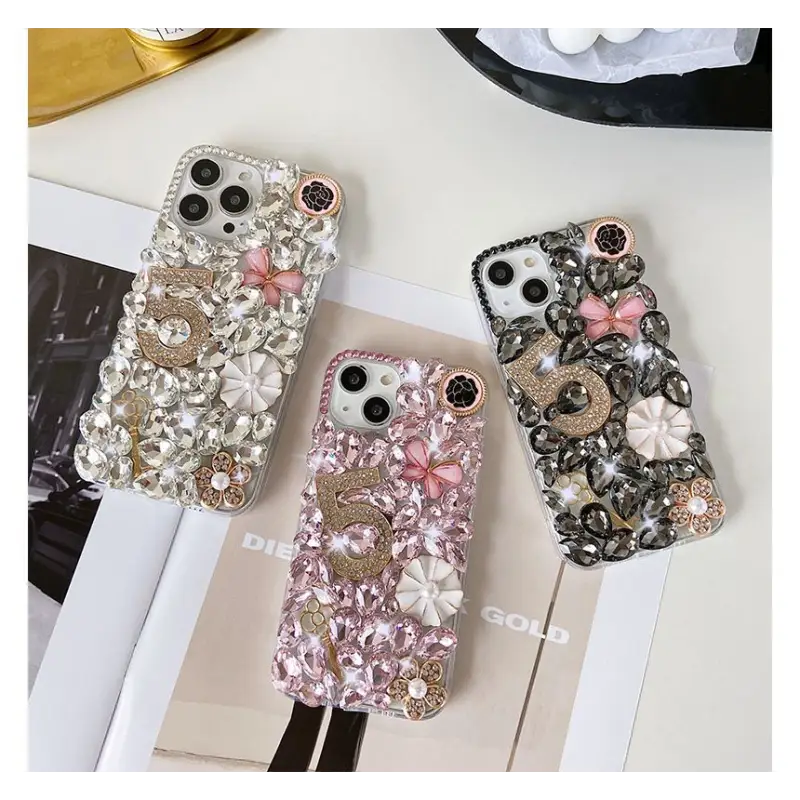 Numerical Faux Crystal Phone Case - iPhone 13 Pro Max / 13 