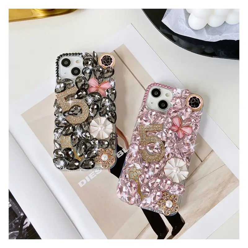 Numerical Faux Crystal Phone Case - iPhone 13 Pro Max / 13 