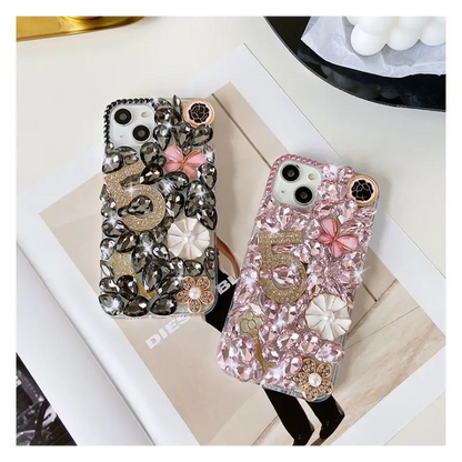 Numerical Faux Crystal Phone Case - iPhone 13 Pro Max / 13 