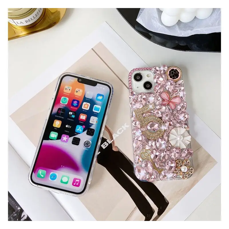 Numerical Faux Crystal Phone Case - iPhone 13 Pro Max / 13 