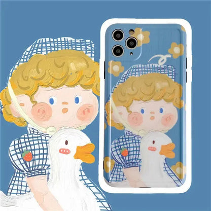 Oil Painting Girl With Duck iPhone Case BP116 - iphone case