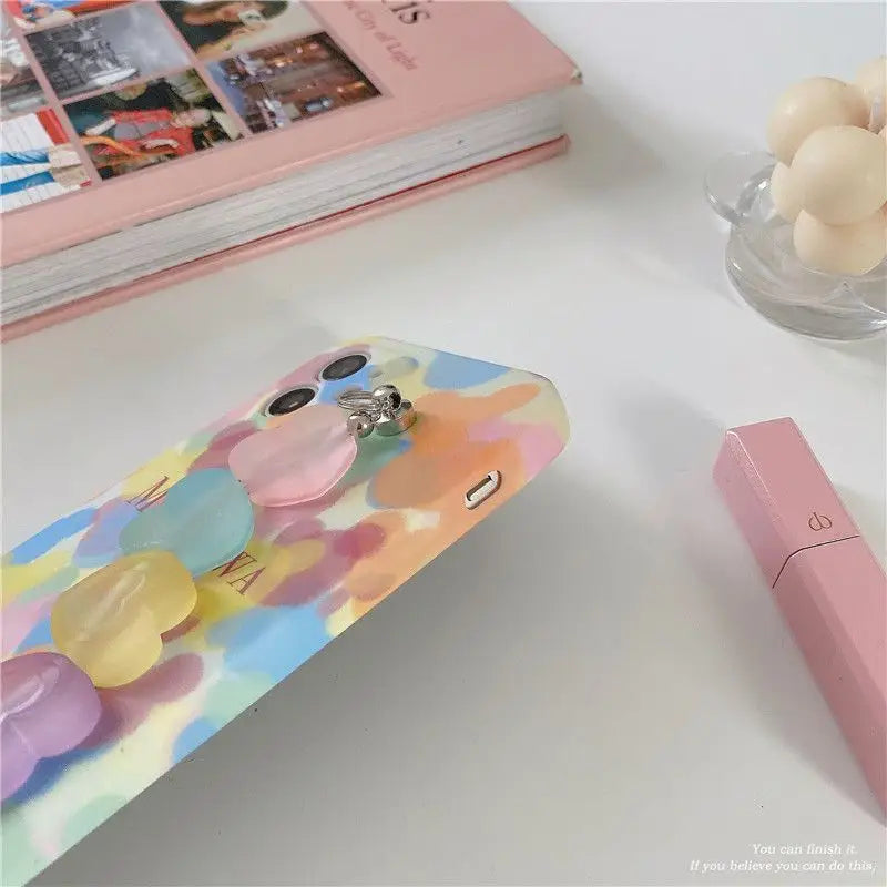 Oil-Painting Heart Chain Mobile Case - Iphone 7 / 8 