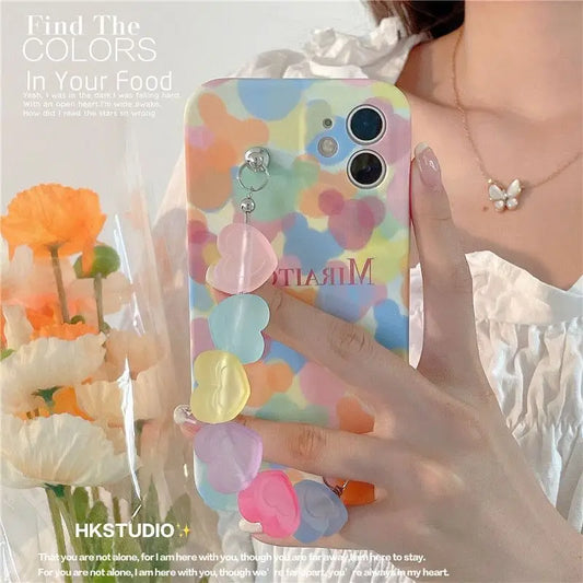 Oil-Painting Heart Chain Mobile Case - Iphone 7 / 8 