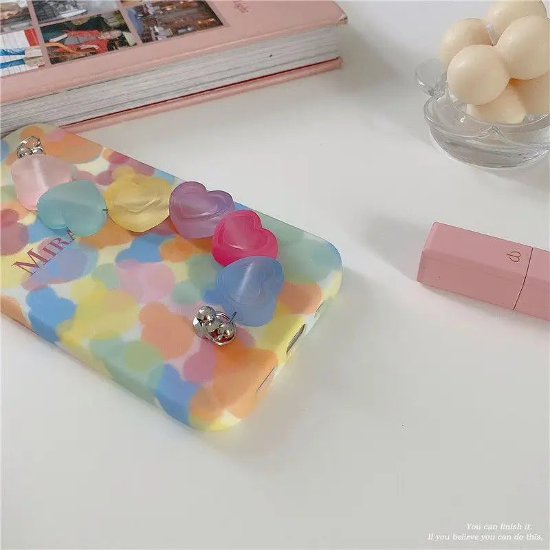 Oil-Painting Heart Chain Mobile Case - Iphone 7 / 8 