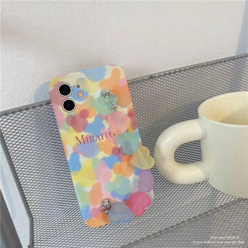 Oil-Painting Heart Chain Mobile Case - Iphone 7 / 8 