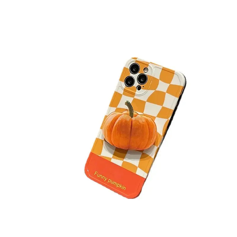 Orange Grid With Pumpkin Holder iPhone Case BP296 - iphone 