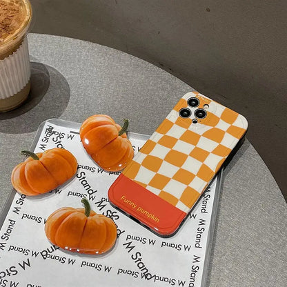 Orange Grid With Pumpkin Holder iPhone Case BP296 - iphone 