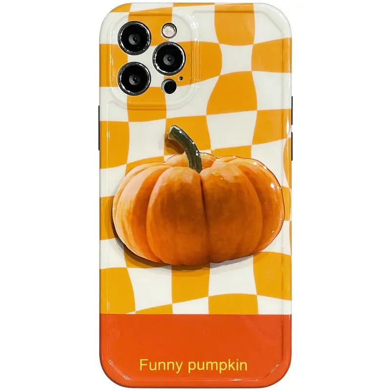 Orange Grid With Pumpkin Holder iPhone Case BP296 - iphone 