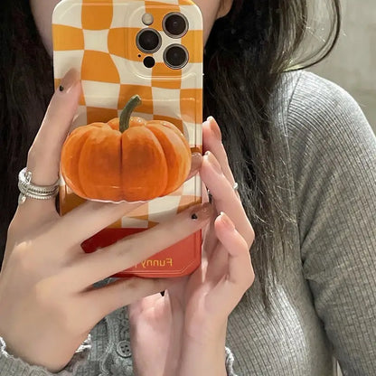 Orange Grid With Pumpkin Holder iPhone Case BP296 - iphone 