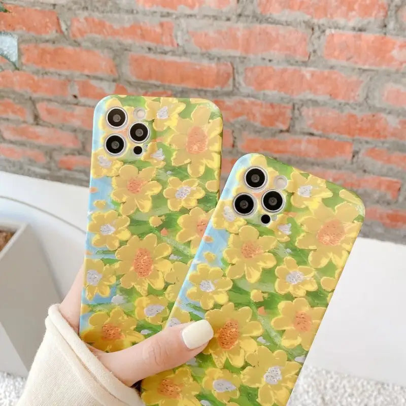 Painting Flower Phone Case - Iphone 12 Pro Max / 12 Pro / 12 / 12 Mini / 11 Pro Max / 11 Pro / 11 / Se / Xs Max / Xs / Xr / X / Se 2 / 8 / 8 Plus / 7 / 7 Plus-9