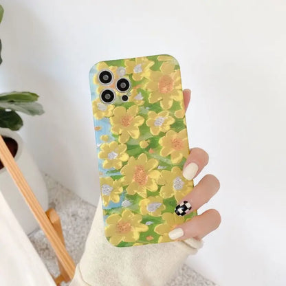 Painting Flower Phone Case - Iphone 12 Pro Max / 12 Pro / 12 / 12 Mini / 11 Pro Max / 11 Pro / 11 / Se / Xs Max / Xs / Xr / X / Se 2 / 8 / 8 Plus / 7 / 7 Plus-12