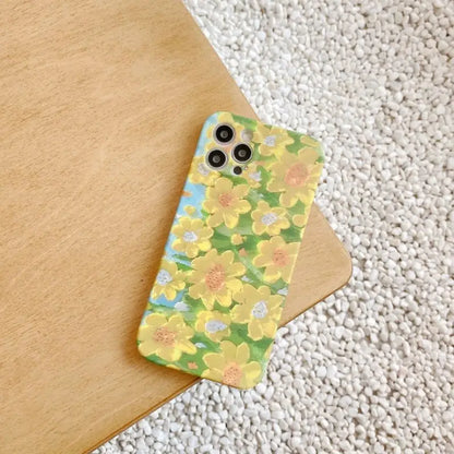 Painting Flower Phone Case - Iphone 12 Pro Max / 12 Pro / 12 / 12 Mini / 11 Pro Max / 11 Pro / 11 / Se / Xs Max / Xs / Xr / X / Se 2 / 8 / 8 Plus / 7 / 7 Plus-5