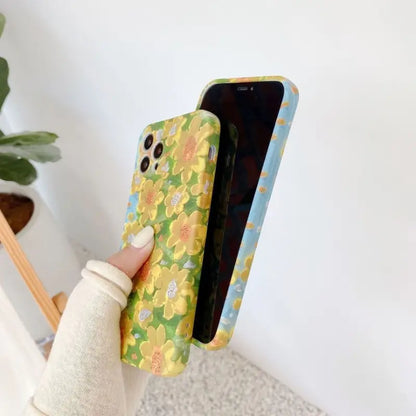 Painting Flower Phone Case - Iphone 12 Pro Max / 12 Pro / 12 / 12 Mini / 11 Pro Max / 11 Pro / 11 / Se / Xs Max / Xs / Xr / X / Se 2 / 8 / 8 Plus / 7 / 7 Plus-7