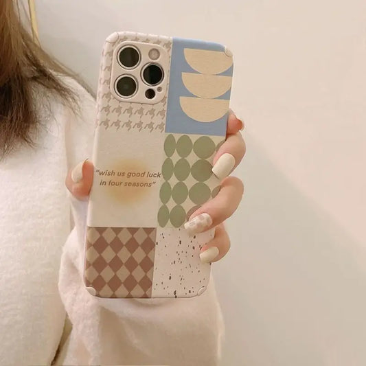 Patterned Panel Phone Case - iPhone 13 Pro Max / 13 Pro / 13 / 13 mini / 12 Pro Max / 12 Pro / 12 / 12 mini / 11 Pro Max / 11 Pro / 11 / SE / XS Max / XS / XR / X / SE 2 / 8 / 8 Plus / 7 / 7 Plus-1