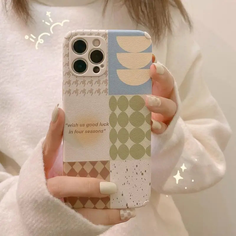 Patterned Panel Phone Case - iPhone 13 Pro Max / 13 Pro / 13 / 13 mini / 12 Pro Max / 12 Pro / 12 / 12 mini / 11 Pro Max / 11 Pro / 11 / SE / XS Max / XS / XR / X / SE 2 / 8 / 8 Plus / 7 / 7 Plus-4