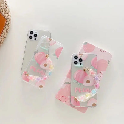 Peach With Hearts Chain iPhone Case W080 - iphone case