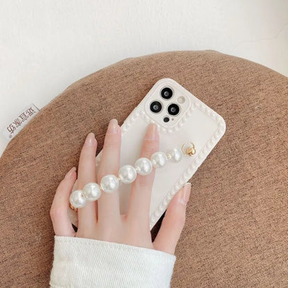 Pearl Chain Hand Chain Phone Case - Iphone 12 Pro Max / 12 Pro / 12 / 12 Mini / 11 Pro Max / 11 Pro / 11 / Se / Xs Max / Xs / Xr / X / Se 2 / 8 / 8 Plus / 7 / 7 Plus-5