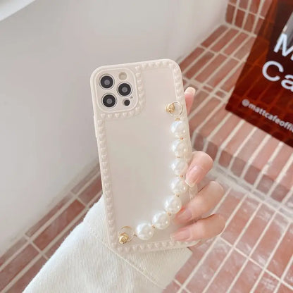 Pearl Chain Hand Chain Phone Case - Iphone 12 Pro Max / 12 Pro / 12 / 12 Mini / 11 Pro Max / 11 Pro / 11 / Se / Xs Max / Xs / Xr / X / Se 2 / 8 / 8 Plus / 7 / 7 Plus-11