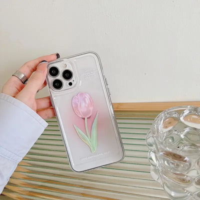 Pink Tulip Flower Phone Cases For iPhone 11 iPhone 13 Pro 