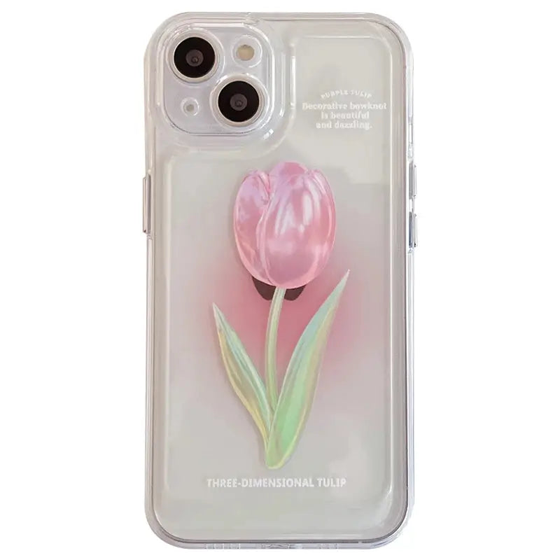 Pink Tulip Flower Phone Cases For iPhone 11 iPhone 13 Pro 