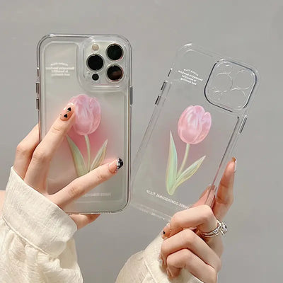 Pink Tulip Flower Phone Cases For iPhone 11 iPhone 13 Pro 