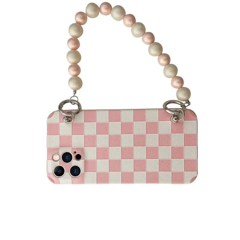 Pink/White Grid With Chain iPhone Case BP291 - iphone case