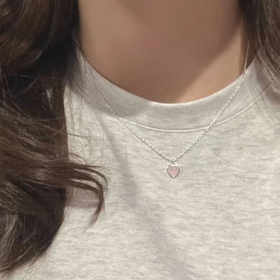 Pinky Ocean Ruby Heart Necklace