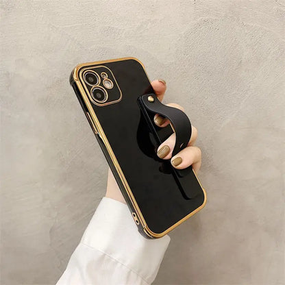 Plain Hand Strap Phone Case - iPhone 13 Pro Max / 13 Pro / 13 / 12 Pro Max / 12 Pro / 12 / 12 Mini / 11 Pro Max / 11 Pro / 11 / XS Max / XR / XS / X / 8 Plus / 7 Plus / 8 / 7 / SE 2-8