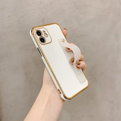 Plain Hand Strap Phone Case - iPhone 13 Pro Max / 13 Pro / 13 / 12 Pro Max / 12 Pro / 12 / 12 Mini / 11 Pro Max / 11 Pro / 11 / XS Max / XR / XS / X / 8 Plus / 7 Plus / 8 / 7 / SE 2-7