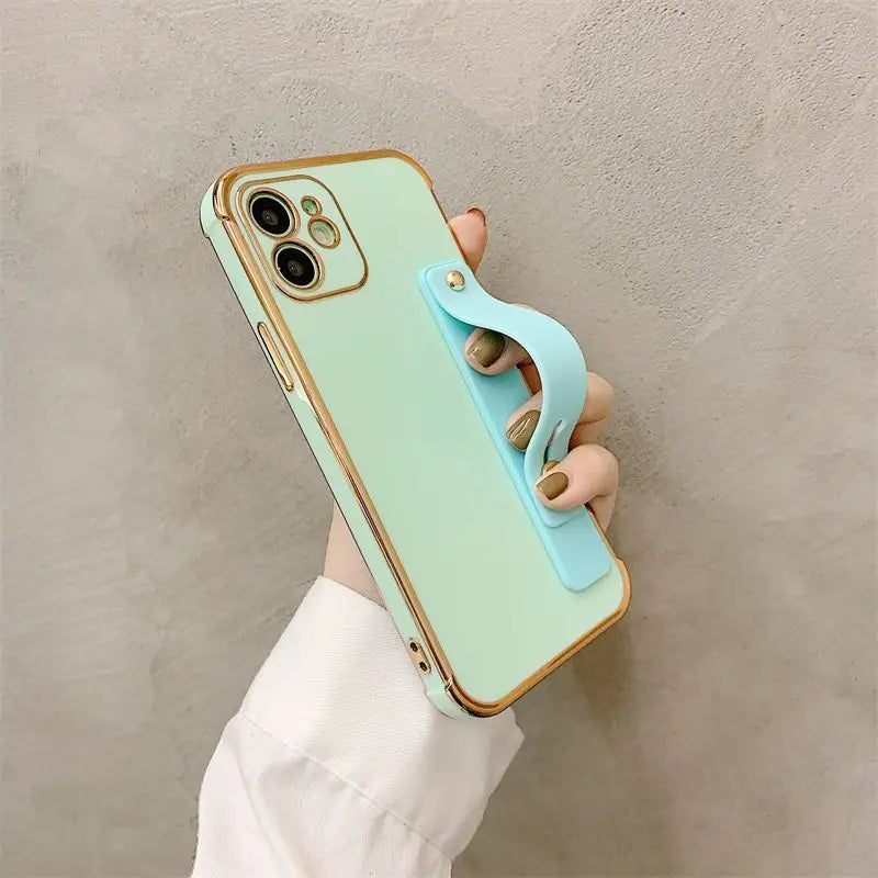 Plain Hand Strap Phone Case - iPhone 13 Pro Max / 13 Pro / 13 / 12 Pro Max / 12 Pro / 12 / 12 Mini / 11 Pro Max / 11 Pro / 11 / XS Max / XR / XS / X / 8 Plus / 7 Plus / 8 / 7 / SE 2-11