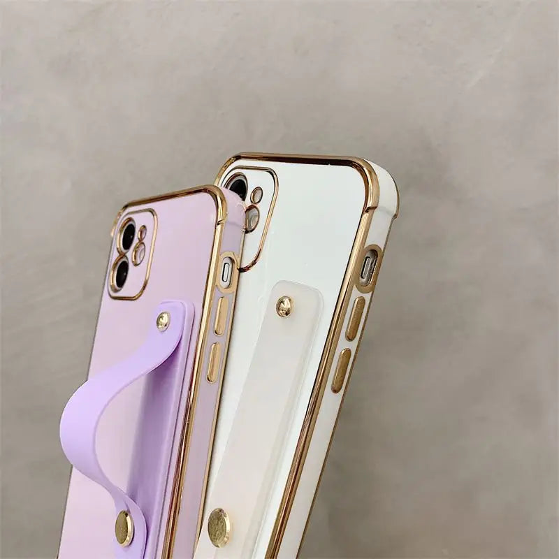 Plain Hand Strap Phone Case - iPhone 13 Pro Max / 13 Pro / 13 / 12 Pro Max / 12 Pro / 12 / 12 Mini / 11 Pro Max / 11 Pro / 11 / XS Max / XR / XS / X / 8 Plus / 7 Plus / 8 / 7 / SE 2-14