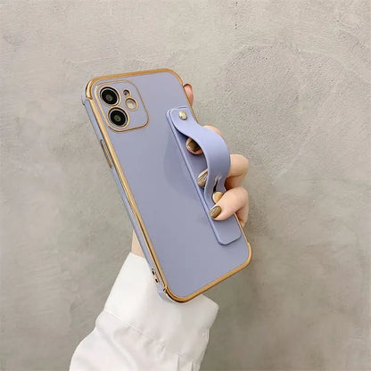 Plain Hand Strap Phone Case - iPhone 13 Pro Max / 13 Pro / 13 / 12 Pro Max / 12 Pro / 12 / 12 Mini / 11 Pro Max / 11 Pro / 11 / XS Max / XR / XS / X / 8 Plus / 7 Plus / 8 / 7 / SE 2-12