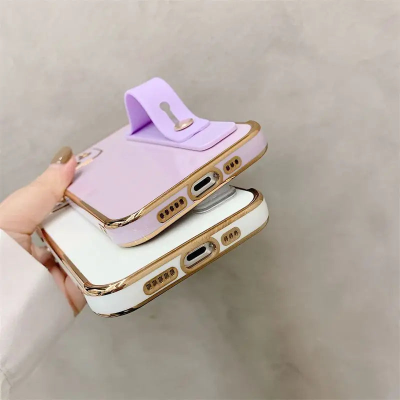 Plain Hand Strap Phone Case - iPhone 13 Pro Max / 13 Pro / 13 / 12 Pro Max / 12 Pro / 12 / 12 Mini / 11 Pro Max / 11 Pro / 11 / XS Max / XR / XS / X / 8 Plus / 7 Plus / 8 / 7 / SE 2-15