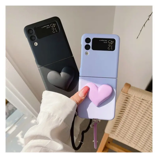 Plain Heart Handle Mobile Phone Case - Samsung Galaxy Z Flip