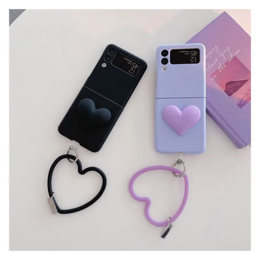 Plain Heart Handle Mobile Phone Case - Samsung Galaxy Z Flip