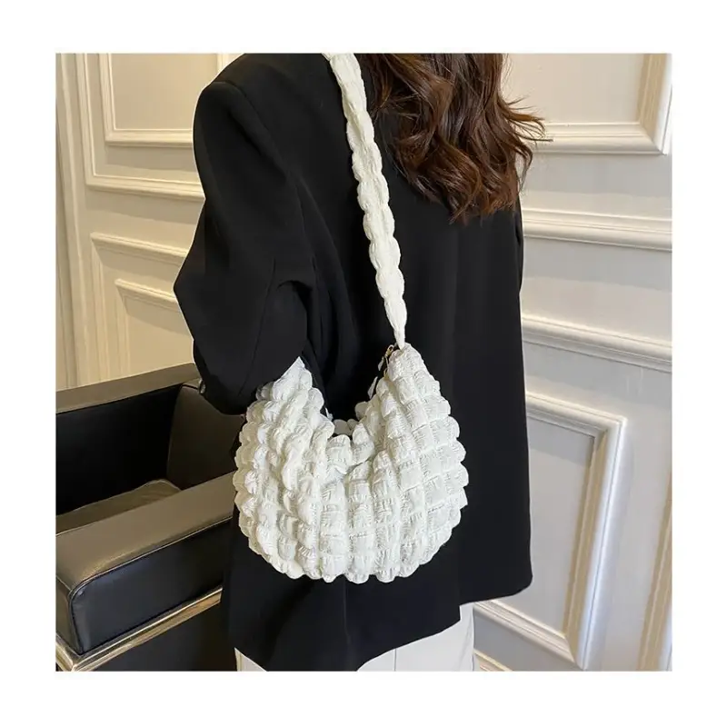 Plain Shirred Shoulder Bag LA35 - Shoulder Bags