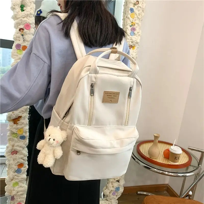 Plain Zip Backpack Cg333 - Backpacks