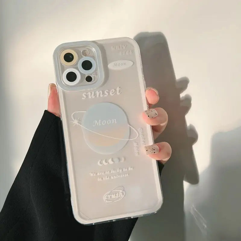 Planet Lettering Transparent Phone Case - iPhone 13 Pro Max / 13 Pro / 13 / 13 mini / 12 Pro Max / 12 Pro / 12 / 12 mini / 11 Pro Max / 11 Pro / 11 / SE / XS Max / XS / XR / X / SE 2 / 8 / 8 Plus / 7 / 7 Plus-15