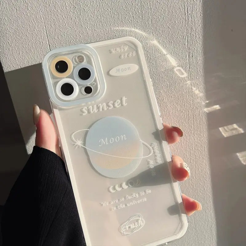 Planet Lettering Transparent Phone Case - iPhone 13 Pro Max / 13 Pro / 13 / 13 mini / 12 Pro Max / 12 Pro / 12 / 12 mini / 11 Pro Max / 11 Pro / 11 / SE / XS Max / XS / XR / X / SE 2 / 8 / 8 Plus / 7 / 7 Plus-10