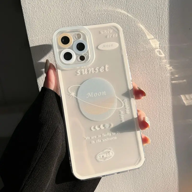 Planet Lettering Transparent Phone Case - iPhone 13 Pro Max / 13 Pro / 13 / 13 mini / 12 Pro Max / 12 Pro / 12 / 12 mini / 11 Pro Max / 11 Pro / 11 / SE / XS Max / XS / XR / X / SE 2 / 8 / 8 Plus / 7 / 7 Plus-12