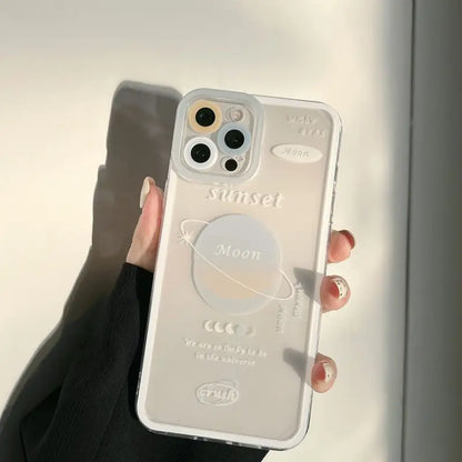 Planet Lettering Transparent Phone Case - iPhone 13 Pro Max / 13 Pro / 13 / 13 mini / 12 Pro Max / 12 Pro / 12 / 12 mini / 11 Pro Max / 11 Pro / 11 / SE / XS Max / XS / XR / X / SE 2 / 8 / 8 Plus / 7 / 7 Plus-8