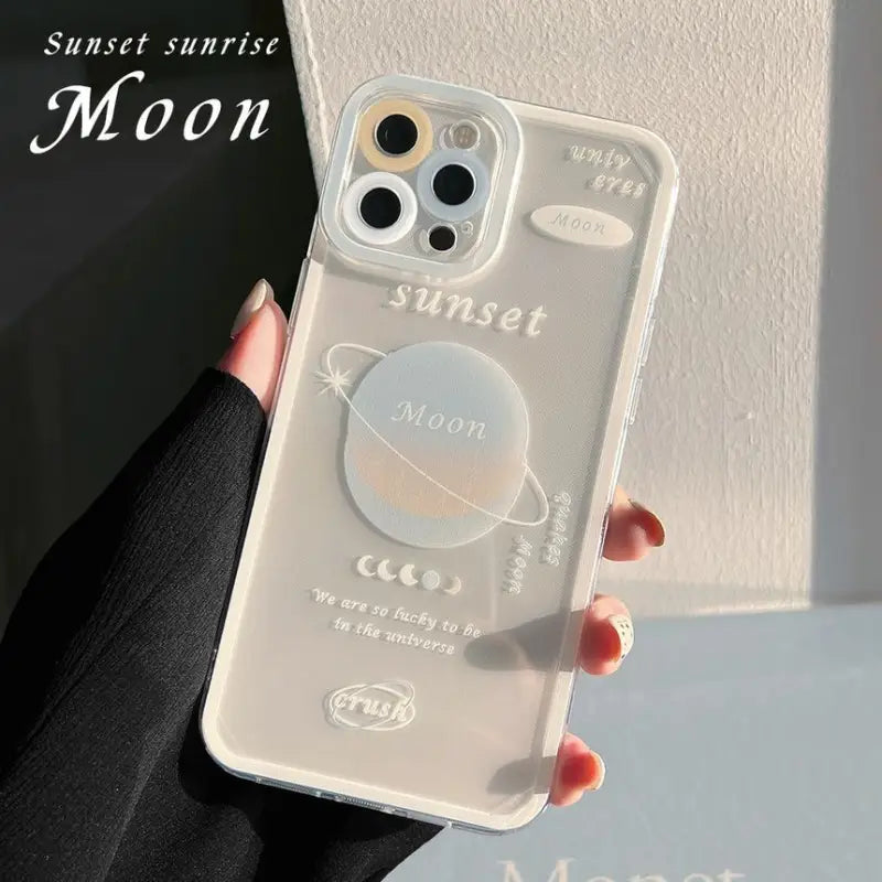 Planet Lettering Transparent Phone Case - iPhone 13 Pro Max / 13 Pro / 13 / 13 mini / 12 Pro Max / 12 Pro / 12 / 12 mini / 11 Pro Max / 11 Pro / 11 / SE / XS Max / XS / XR / X / SE 2 / 8 / 8 Plus / 7 / 7 Plus-4