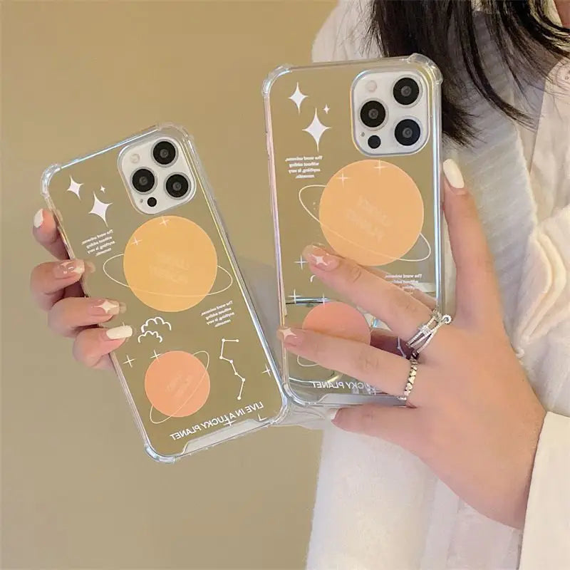 Planet Mirrored Phone Case - iPhone 13 Pro Max / 13 Pro / 13 / 12 Pro Max / 12 Pro / 12 / 11 Pro Max / 11 Pro / 11 / XS Max / XR / XS / X / 8 Plus / 7 Plus-10