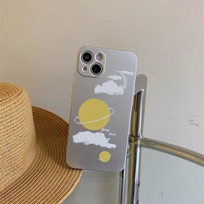 Plated Moon & Cloud Print Phone Case - iPhone 13 Pro Max / 13 Pro / 13 / 13 mini / 12 Pro Max / 12 Pro / 12 / 12 mini / 11 Pro Max / 11 Pro / 11 / SE / XS Max / XS / XR / X / SE 2 / 8 / 8 Plus / 7 / 7 Plus-12