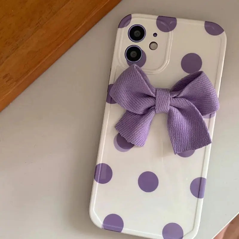 Polka Dot Bow Phone Case - iPhone 13 Pro Max / 13 Pro / 13 / 12 Pro Max / 12 Pro / 12 / 11 Pro Max / 11 Pro / 11 / XS Max / XR / XS / X / 8 Plus / 7 Plus-4