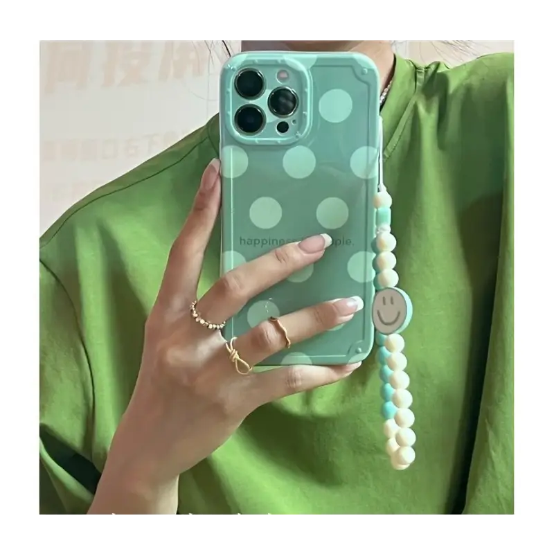 Polka Dot Smiley Chain Phone Case - iPhone 13 Pro Max / 13 