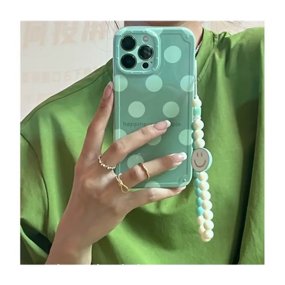 Polka Dot Smiley Chain Phone Case - iPhone 13 Pro Max / 13 