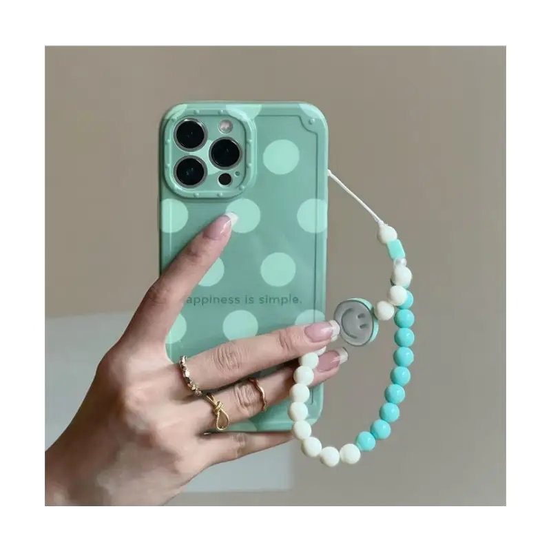 Polka Dot Smiley Chain Phone Case - iPhone 13 Pro Max / 13 