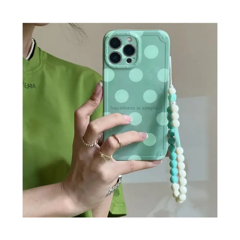 Polka Dot Smiley Chain Phone Case - iPhone 13 Pro Max / 13 